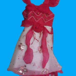 White & Pink Flower Girl Wedding Party Dress Girls Size 2 NWT